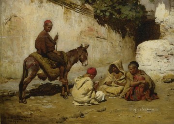 フレデリック・アーサー・ブリッジマン Painting - アラブの子供たちのトランプ フレデリック・アーサー・ブリッジマン